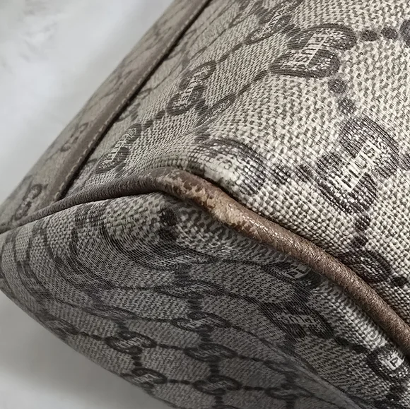 GUCCI GG Plus Canvas Boston Bag PVC Leather Beige - Picture 7 of 16